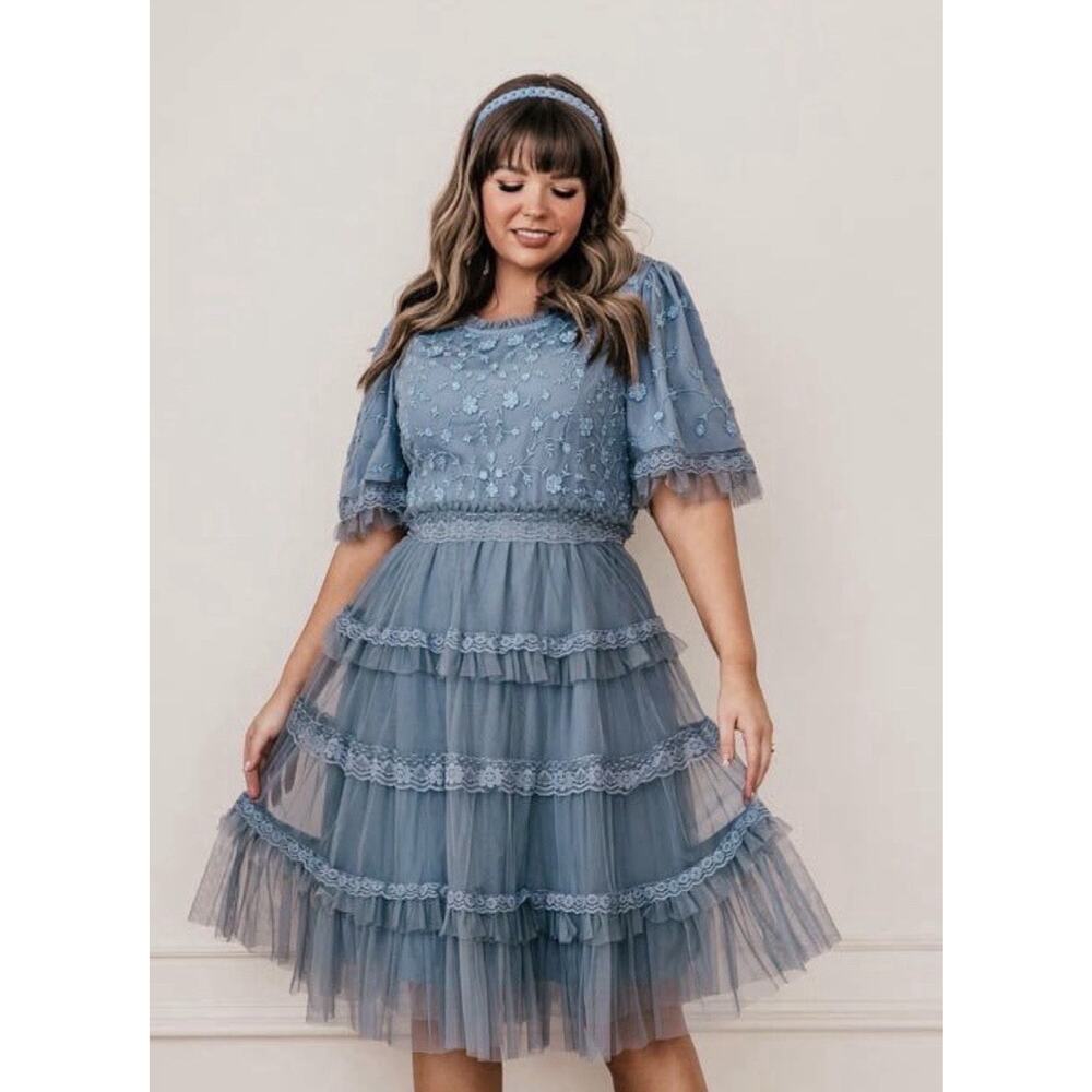 Jessakae Harper Dress in Slate Blue Size L NWT - Picture 4 of 10